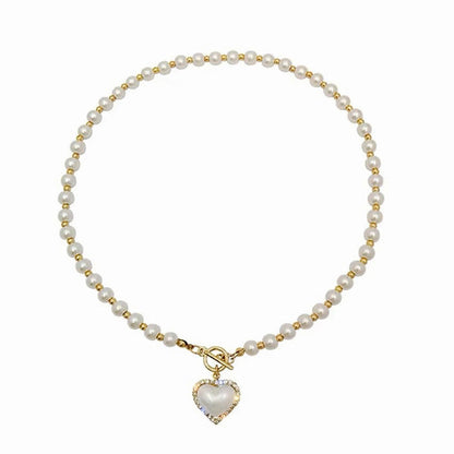 Elegant Heart Pearl Necklace