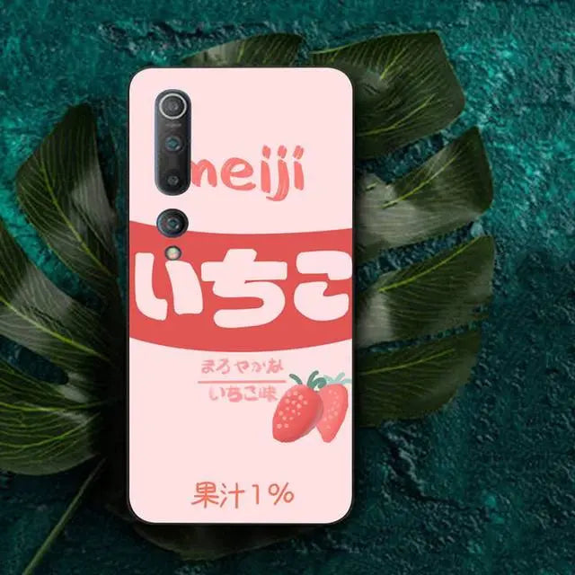 Coque de téléphone Android Xiaomi Kawaii, bouteille de boisson au lait aux fraises, BM045