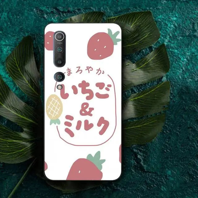 Coque de téléphone Android Xiaomi Kawaii, bouteille de boisson au lait aux fraises, BM045