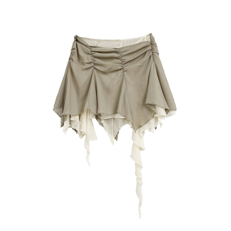 Asymmetric Ruffled Mini Skirt