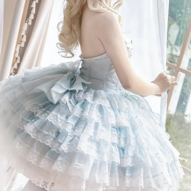 Kawaii Aesthetic Y2K Cute Fairy Ballet Lace Star Lolita Dress MK Kawaii Store