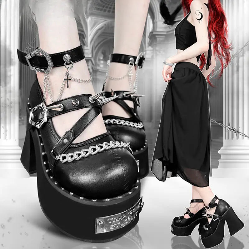 Kawaii Aesthetic Y2K Cute Fairy Barbara Gothic Velvet Heels ON1424 MK Kawaii Store