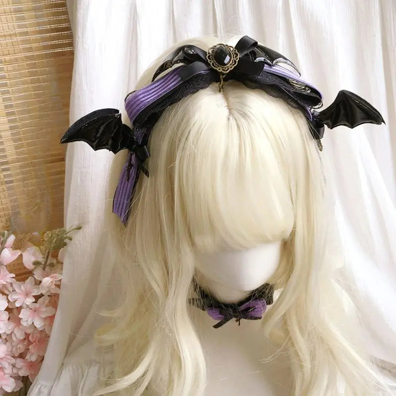 Kawaii Aesthetic Y2K Cute Fairy Batty Kitty Purple and Black Accessories ON1516 spreepickyshop