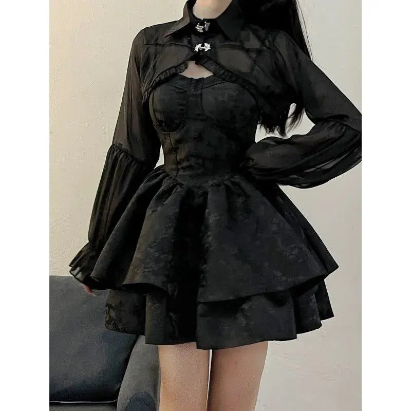 Kawaii Aesthetic Y2K Cute Fairy Black Coquette Lolita Dress MK Kawaii Store