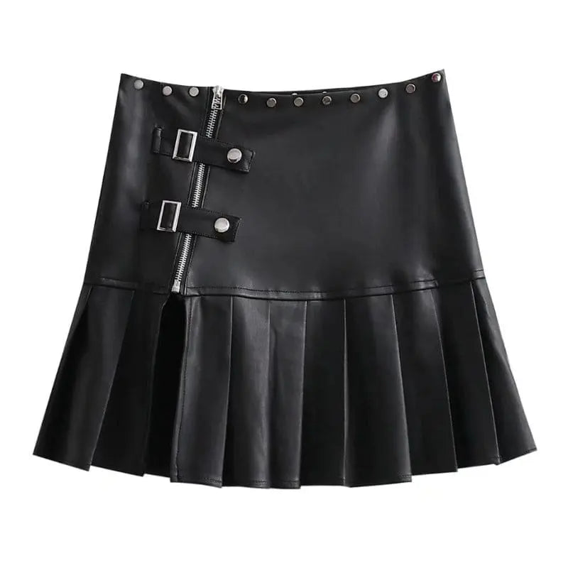 Black White Cool Punk Belts Skirt ON828