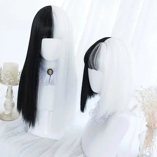 Black White Split Wig MK14966