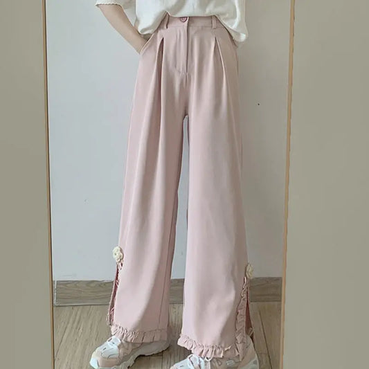 Kawaii Aesthetic Y2K Cute Fairy Blue Pink Cute Pastel Spring Lace Pants\ ONI