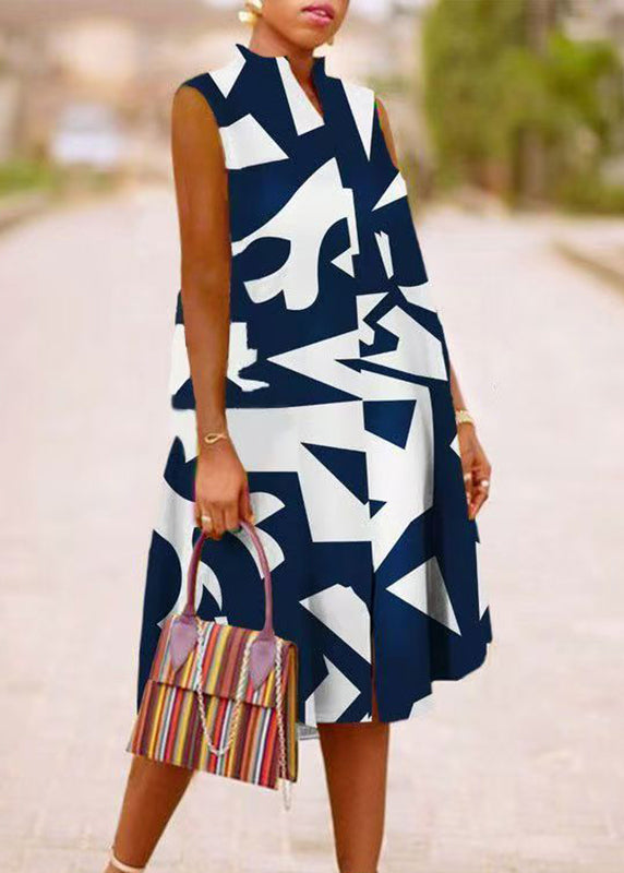 Stand Boho Maxi Print Collar Summer Green Dresses