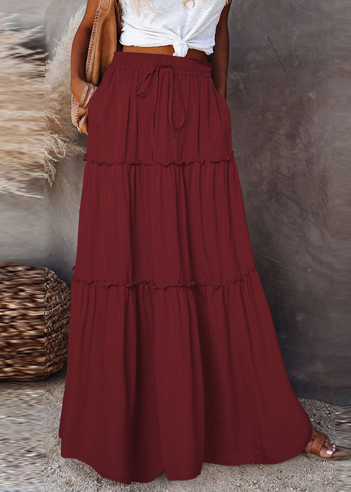 Skirts Maxi Summer Ruffled White Boho Elastic Waist Patchwork