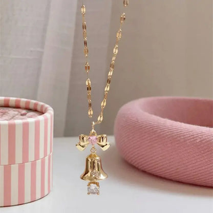 Kawaii Aesthetic Y2K Cute Fairy Bow Bell Necklace MK Kawaii Store