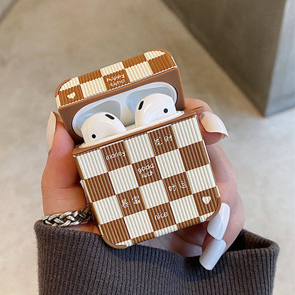 Brown Chessboard Airpods Case