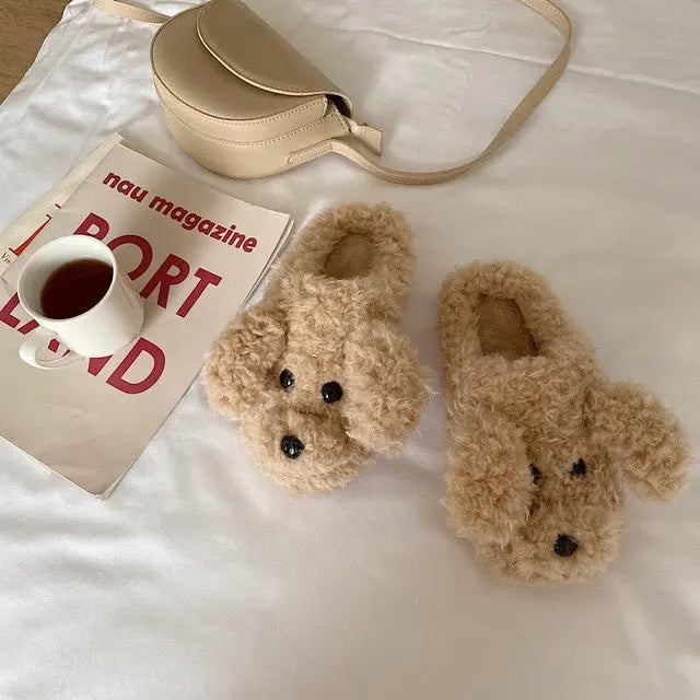 Brown Puppy Dog Slippers for Winter Lin78
