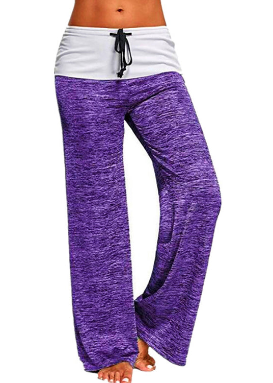 Grey Summer Patchwork Drawstring Cotton Casual Pants