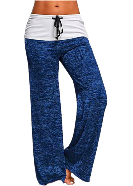 Grey Summer Patchwork Drawstring Cotton Casual Pants