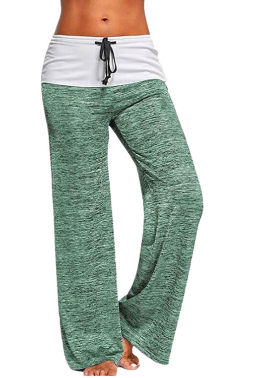 Grey Summer Patchwork Drawstring Cotton Casual Pants