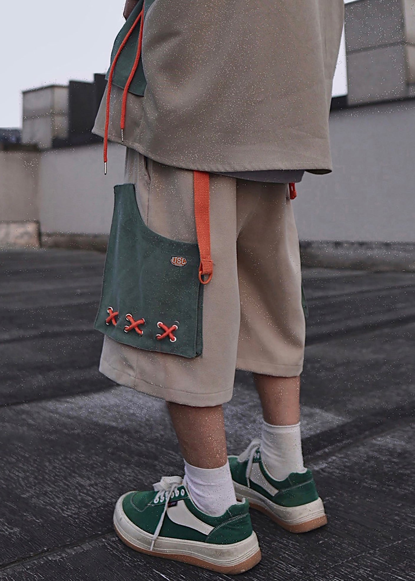 Summer Oversized Mens Pockets Cotton Khaki Shorts Casual