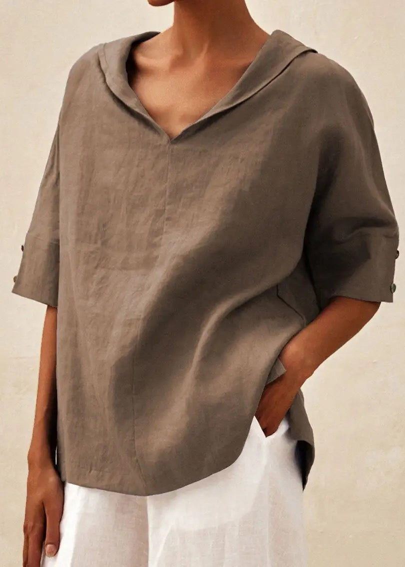 Side Shirts O-Neck Sleeve Orange Short Casual Open