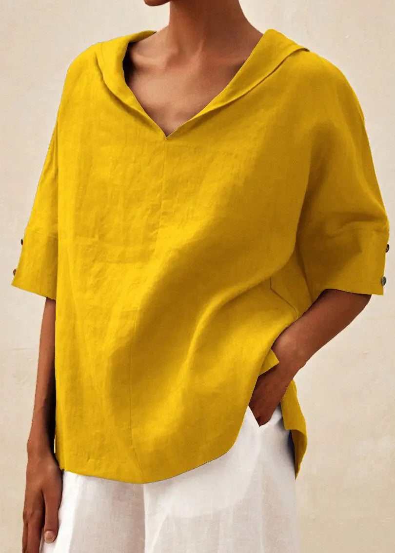 Side Shirts O-Neck Sleeve Orange Short Casual Open