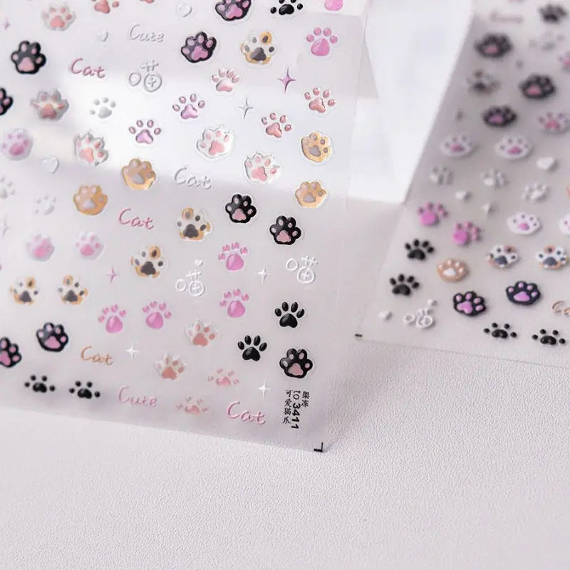 Kawaii Aesthetic Y2K Cute Fairy Cat Paw Nail Stickers MK Kawaii Store