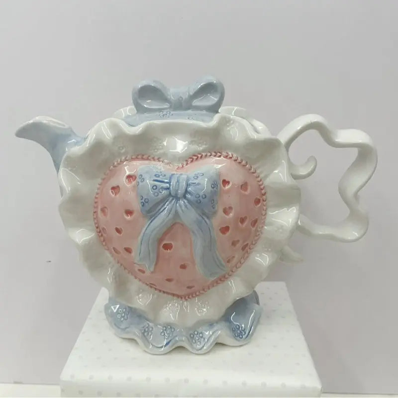 Kawaii Aesthetic Y2K Cute Fairy Ceramic Pink Love Teapot Plate - Kimi MK Kawaii Store