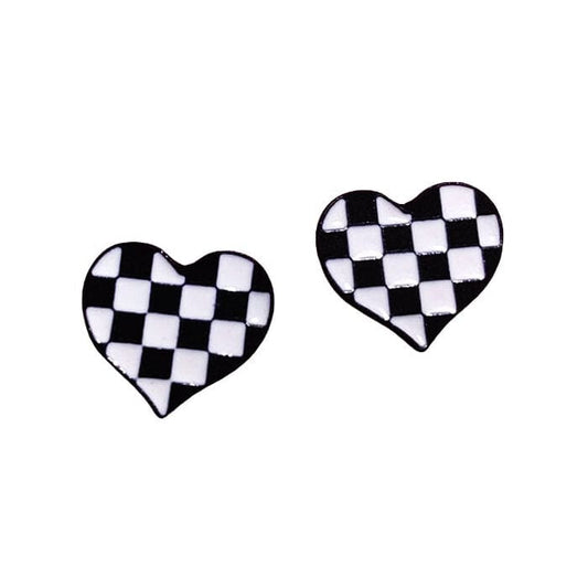 Checkered Heart Earrings