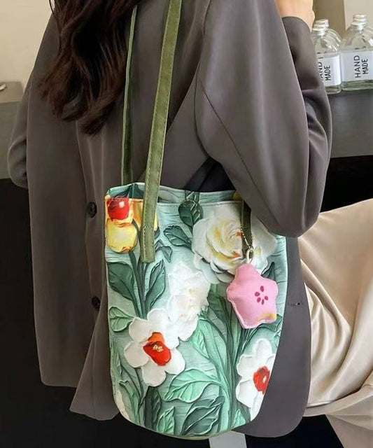 Capacity Green Paitings Chic Bag Grass Bucket Large