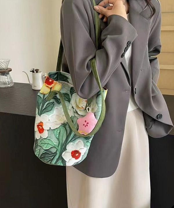 Capacity Green Paitings Chic Bag Grass Bucket Large