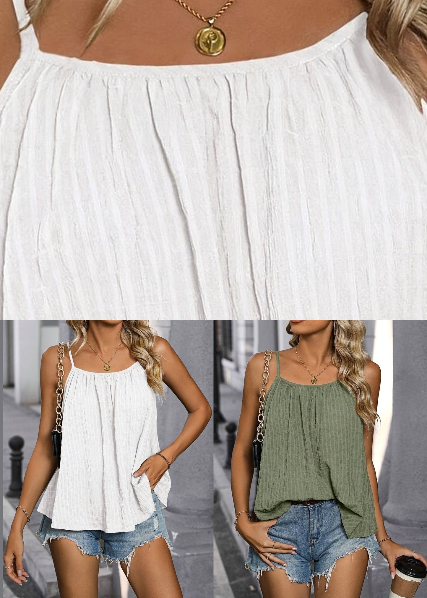 Vest Chic Solid Sleeveless Green Loose