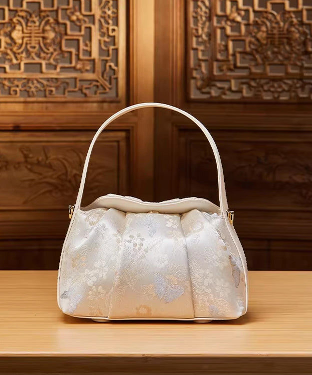 Chinese Tote Style Bag Beige Versatile Jacquard