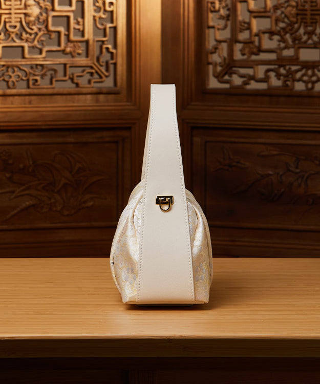 Chinese Tote Style Bag Beige Versatile Jacquard