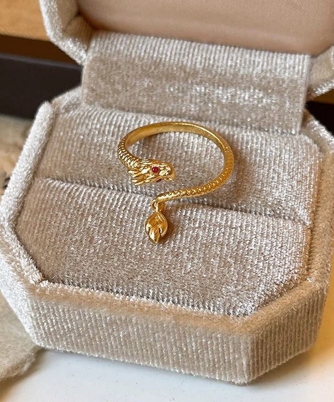 Style Gold Chinese Shaped Copper Open Overgild Dragon Rings