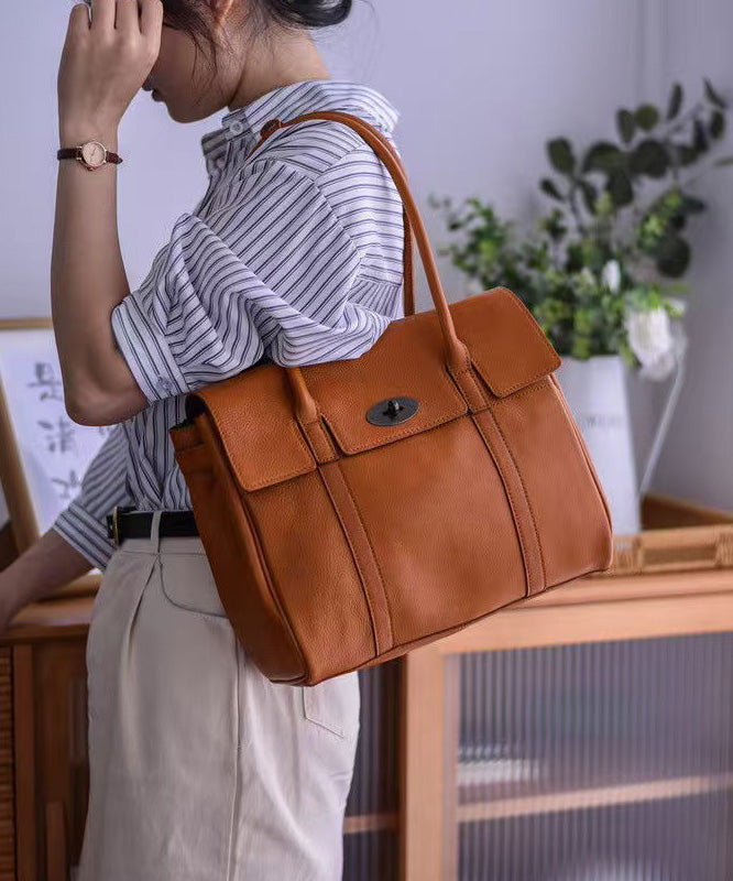 Classy Bags Shoulder Yellow Durable Leather Solid