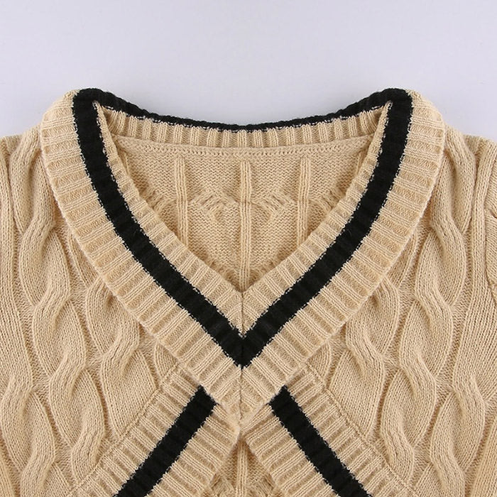 Brown Knit Cropped Sweater