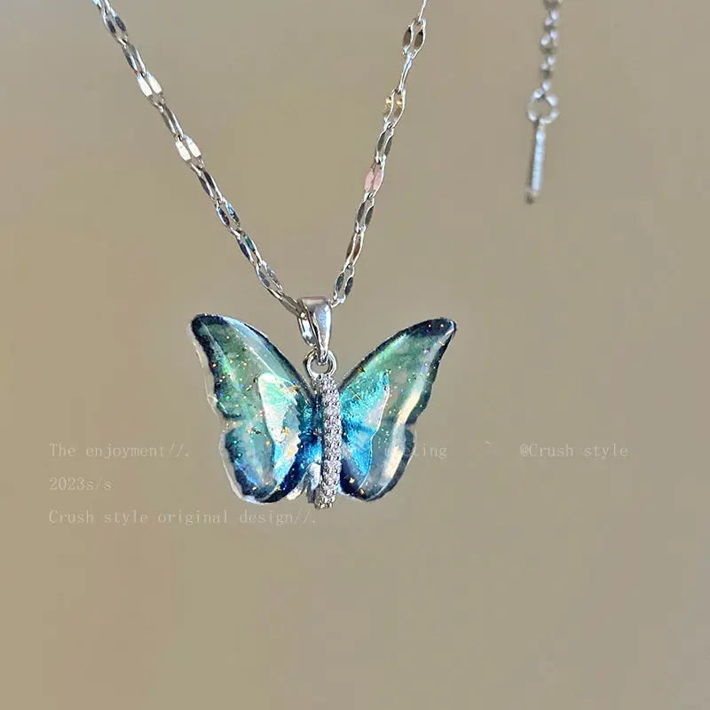 Kawaii Aesthetic Y2K Cute Fairy Colorful Butterfly Necklace MK Kawaii Store