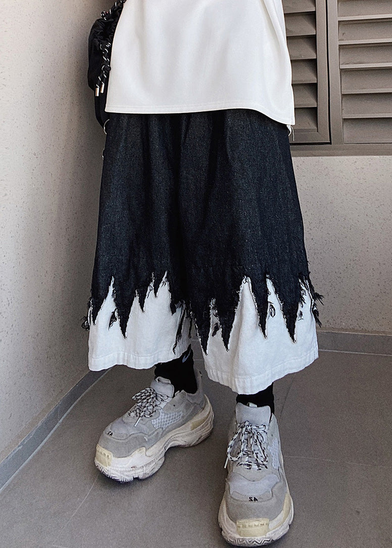 Black Denim Design Patchwork Original Shorts Summer Men Cool