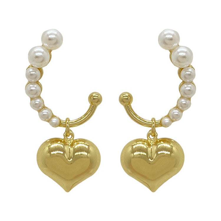 Mini Pearl Heart Earrings