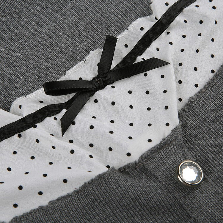 Grey Dot Rib Top