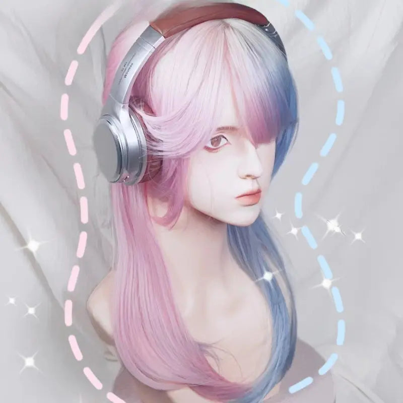 Kawaii Aesthetic Y2K Cute Fairy Cotton Candy Pink Blue Wig ON1280 spreepickyshop