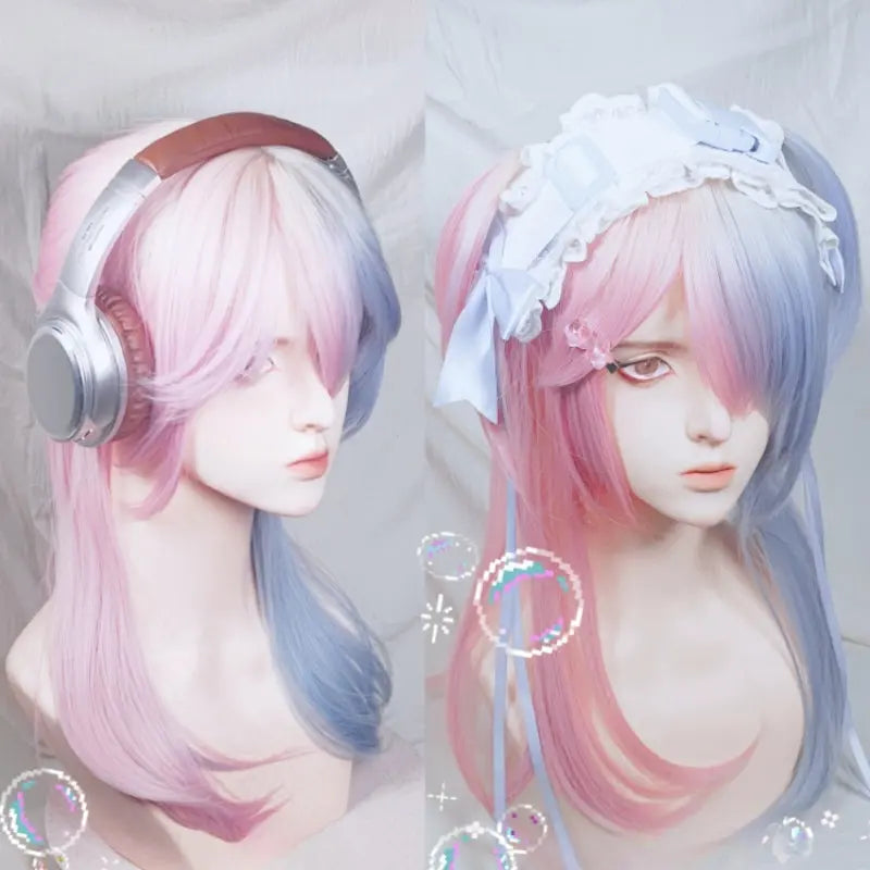 Kawaii Aesthetic Y2K Cute Fairy Cotton Candy Pink Blue Wig ON1280 spreepickyshop