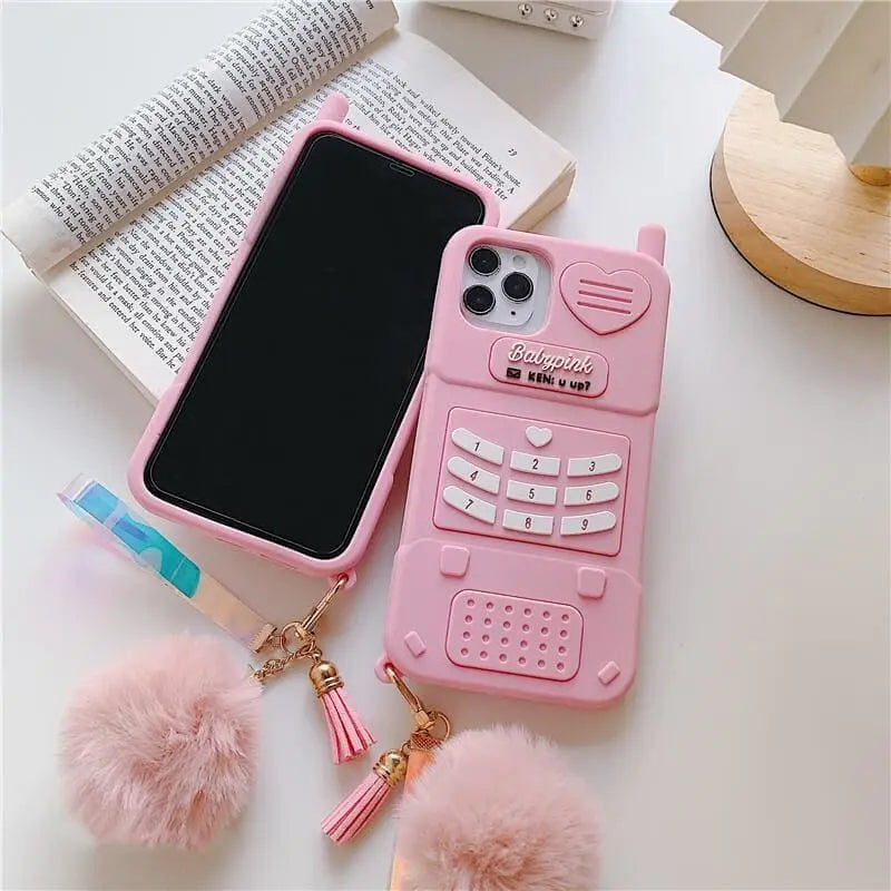 Cute Aesthetic Retro Pink Silicone Phone Case iPhone MK15937