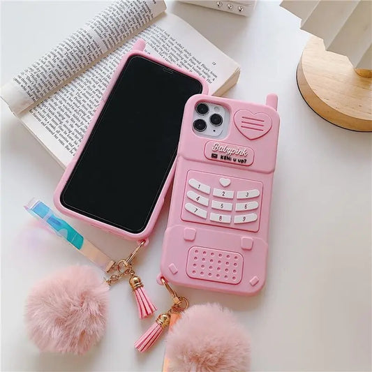 Coque de téléphone en silicone rose rétro esthétique mignonne iPhone MK15937