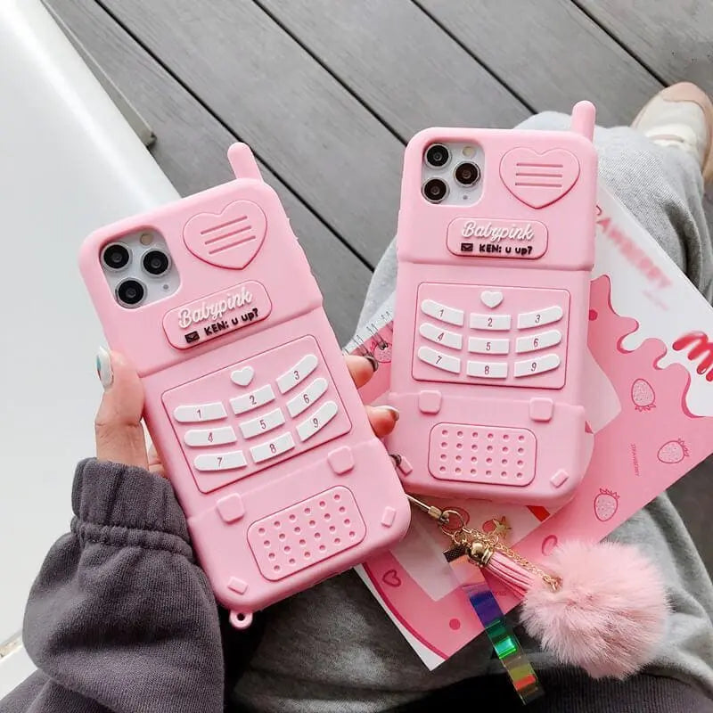 Cute Aesthetic Retro Pink Silicone Phone Case iPhone MK15937
