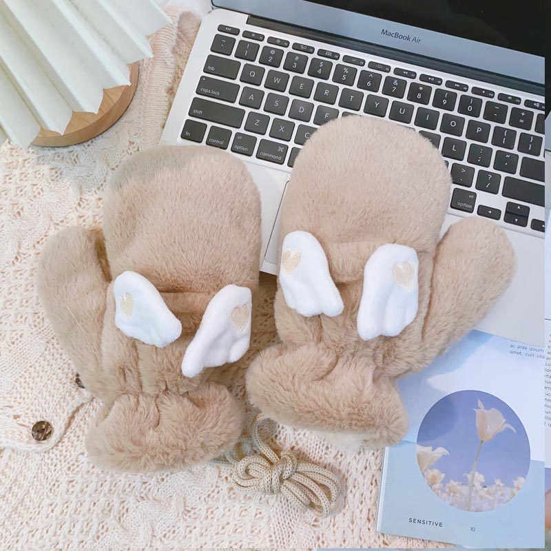 Cute Wings Warm Plush Gloves