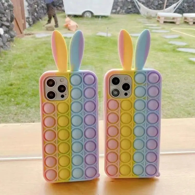 Cute Pastel Rabbit Ears Rainbow Bunny Phone Case MM1759