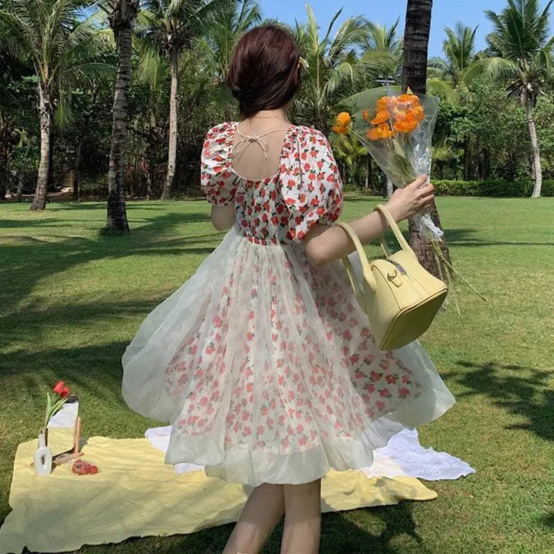 Cute Summer Flowers Gauze Fairy Dress MM1646
