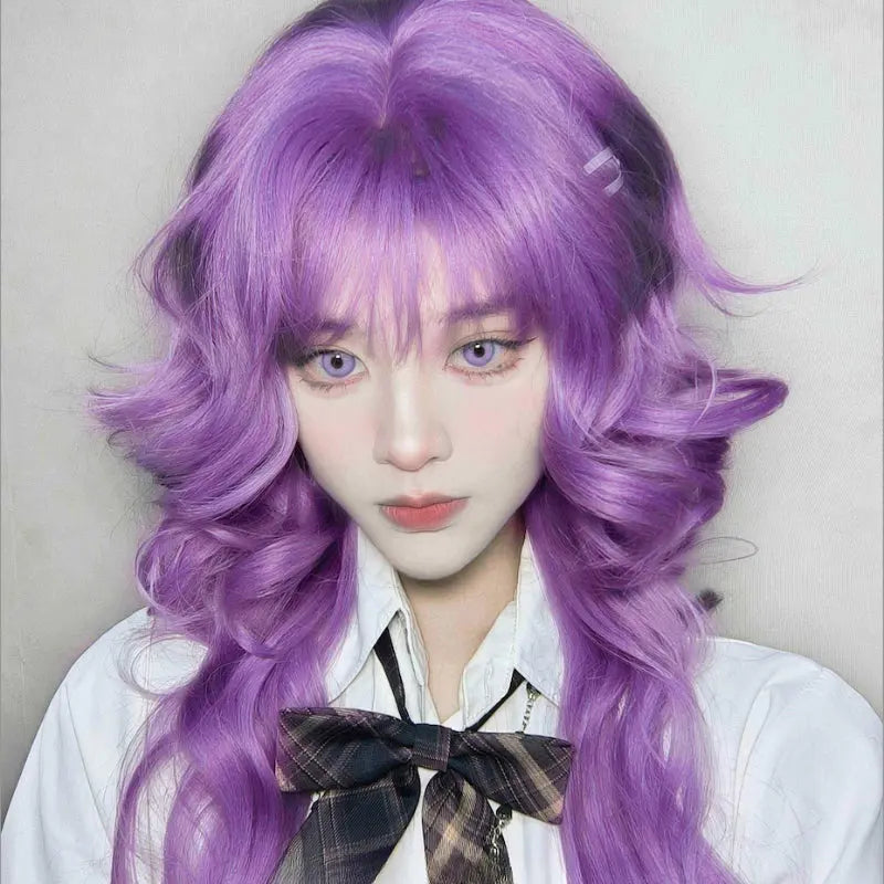 Kawaii Aesthetic Y2K Cute Fairy Danna Curly Purple Wig ON1508 spreepickyshop