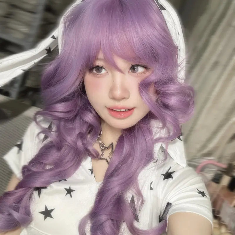 Kawaii Aesthetic Y2K Cute Fairy Danna Curly Purple Wig ON1508 spreepickyshop