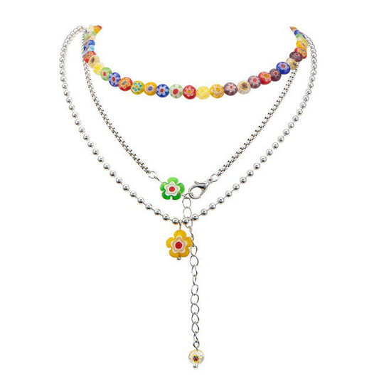 Colorful Flower Layered Necklace