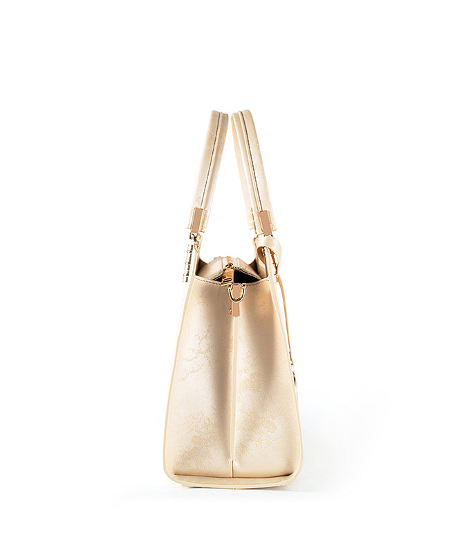 Beige Jacquard Bag Tote Versatile Elegant