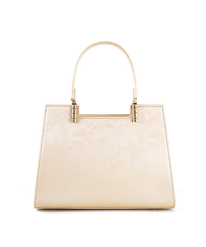 Beige Jacquard Bag Tote Versatile Elegant